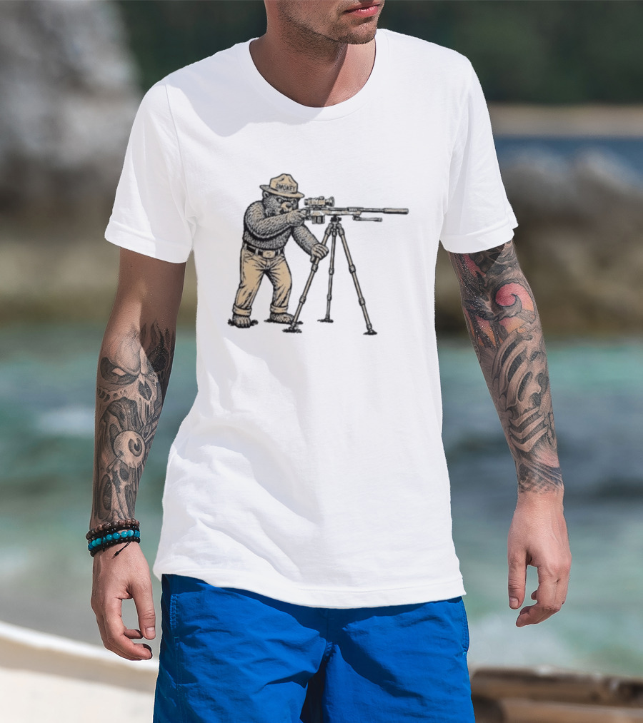 Smokey Bear Sniper Forest Ranger With Rifle T-Shirt