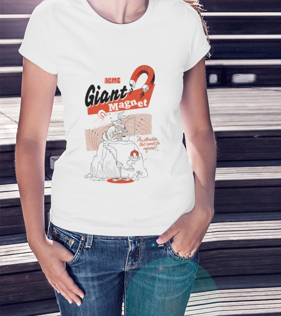 ACME Giant Magnet Wile E Coyote Road Runner Stimulation Speed T-Shirt