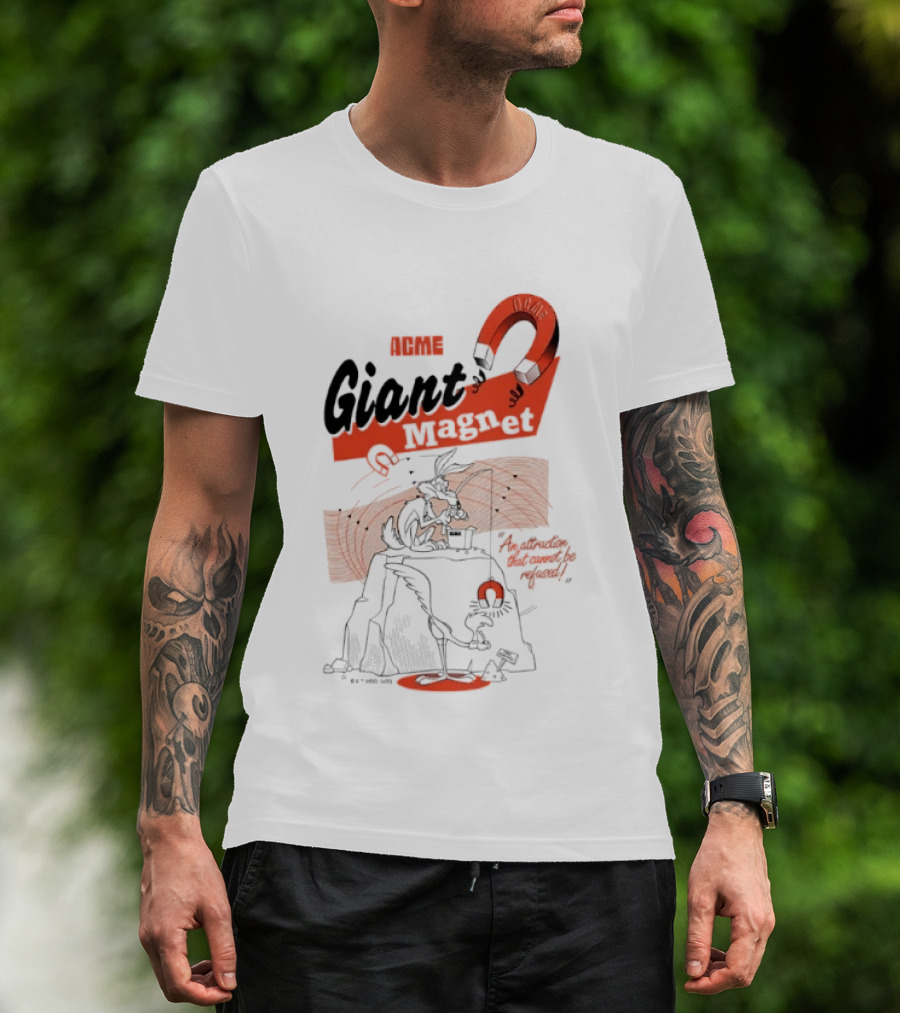 ACME Giant Magnet Wile E Coyote Road Runner Stimulation Speed T-Shirt