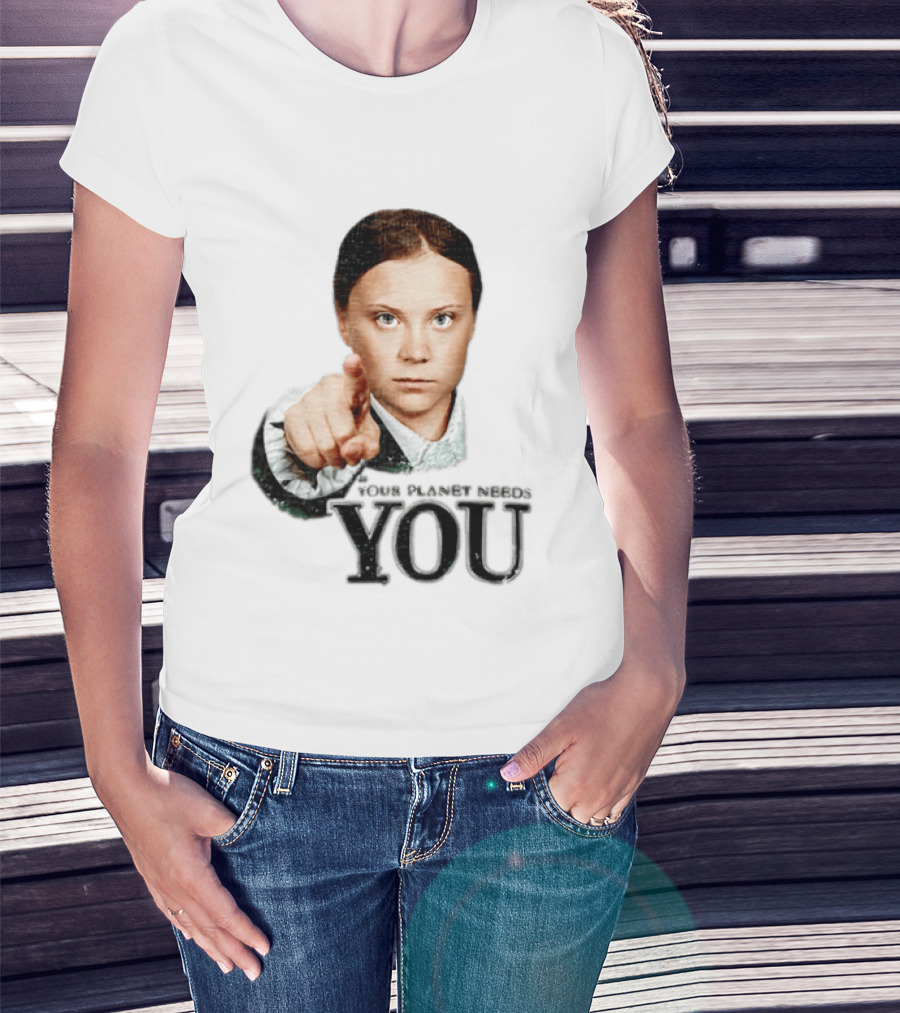 Your Planet Needs You Girl Pointing Iconic Call To Action T-Shirt