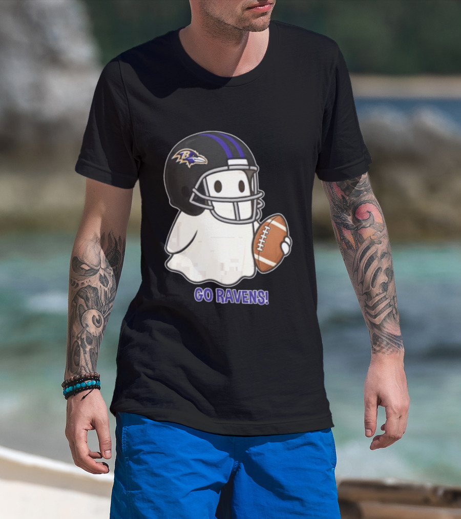 Baltimore Ravens Ghost In Football Helmet Go Ravens Football T-Shirt