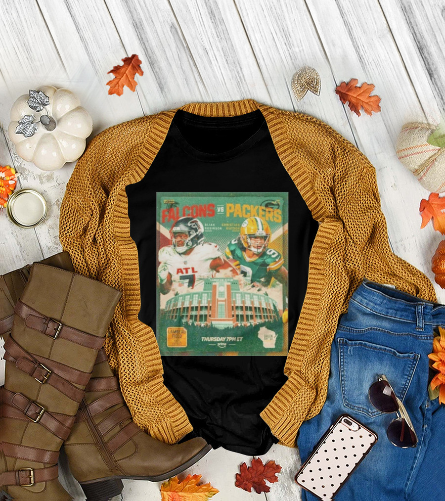 Bijan Robinson Christian Watson Falcons Vs Packers Lambeau Field Thursday 7PM ET Prime 2026 T-Shirt