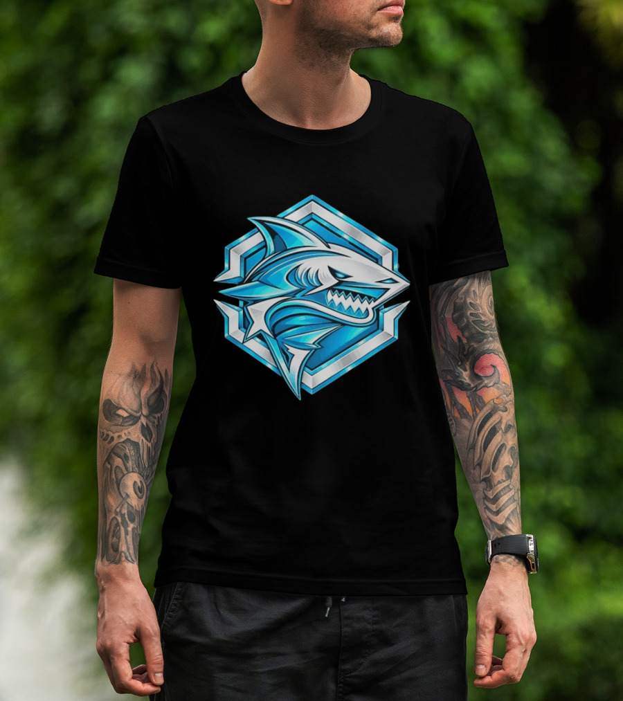 Blue Shark Hexagon Esports Gaming Shark T-Shirt
