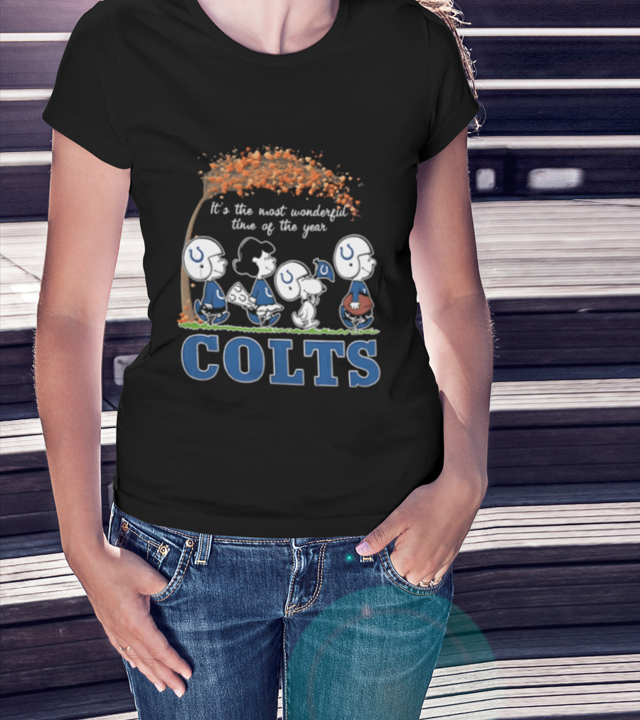 Charlie Brown Snoopy Colts Football It's The Most Wonderful Time Of The Year T-Shirt