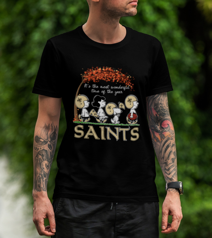 New Orleans Saints Charlie Brown Snoopy It's The Most Wonderful Time Of The Year T-Shirt