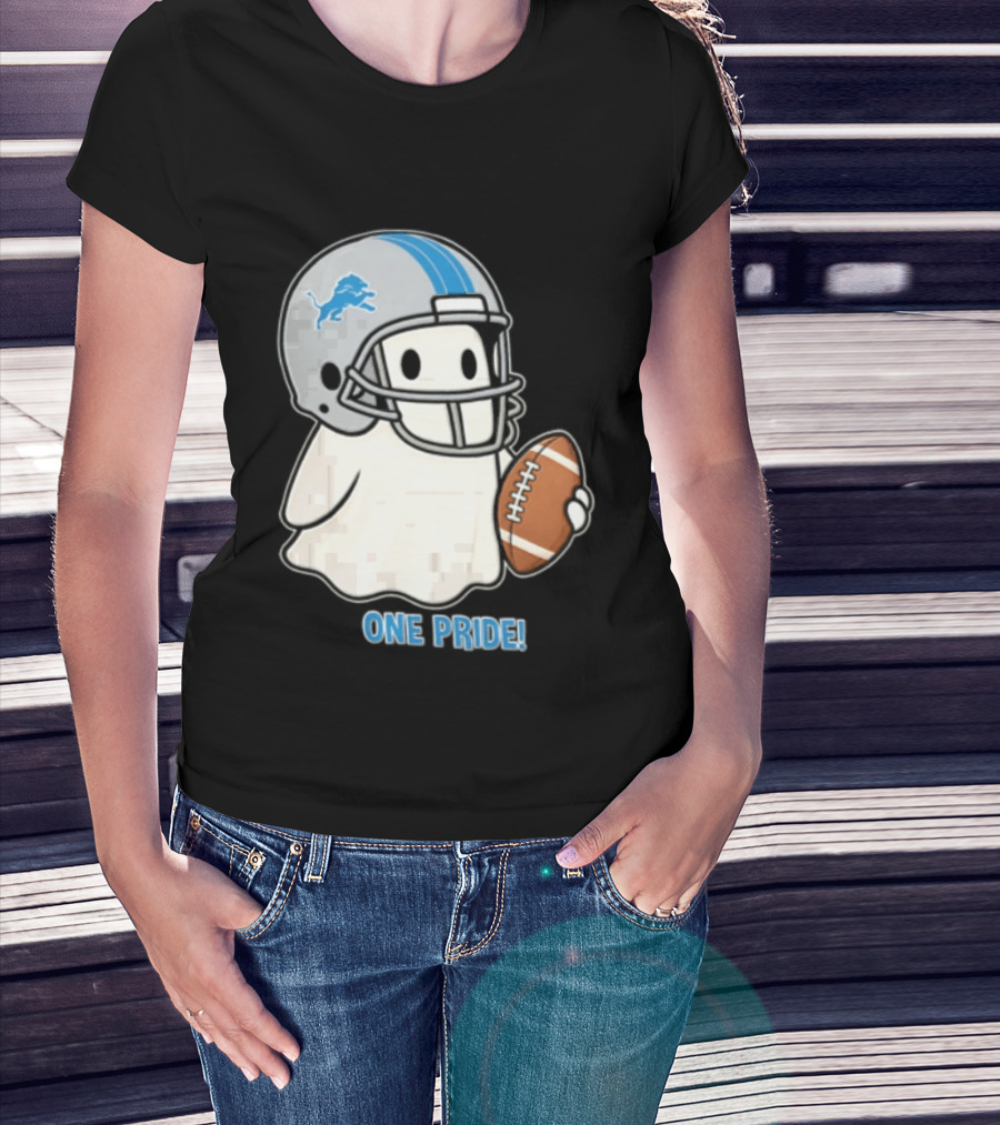 Detroit Lions Ghost One Pride Football Helmet And Ball T-Shirt