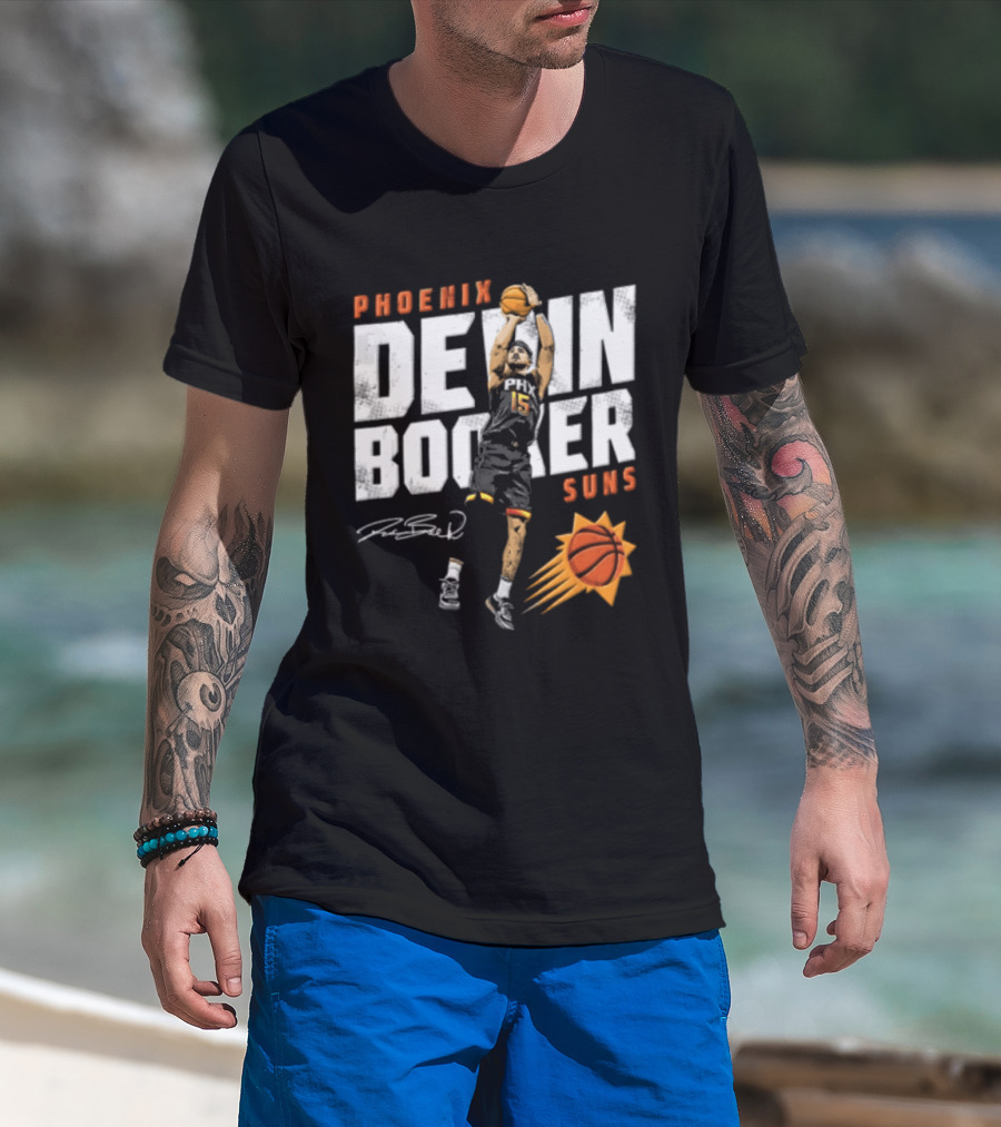 Phoenix Suns Devin Booker Jump Shot NBA Basketball T-Shirt