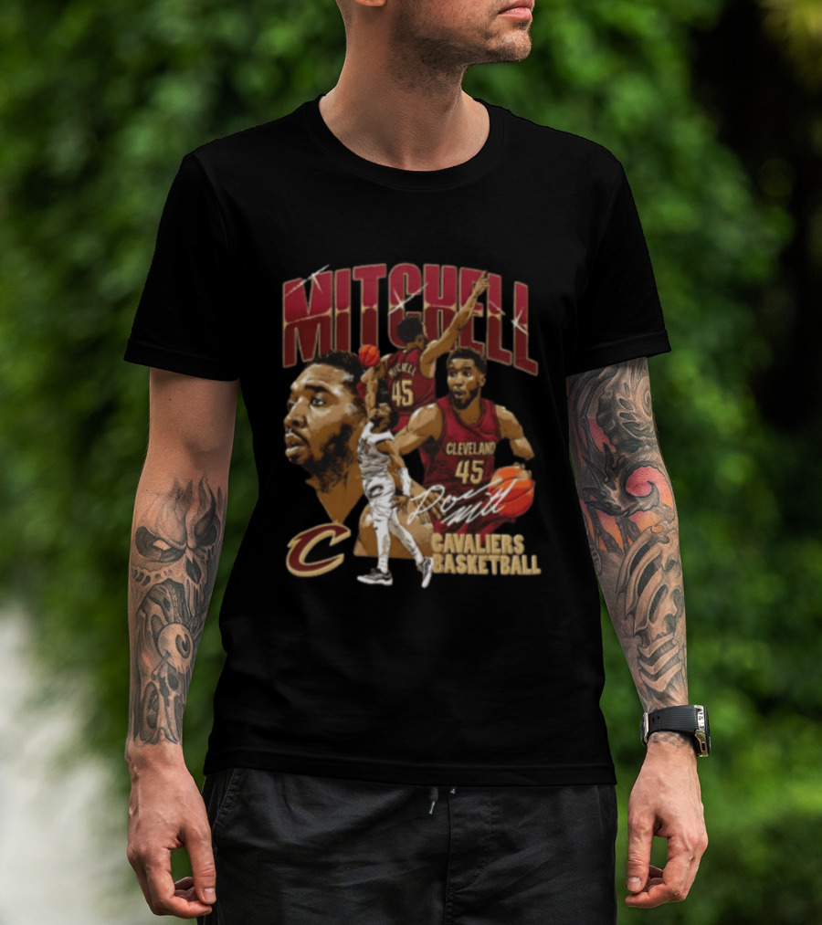 Donovan Mitchell Cleveland Cavaliers Basketball 45 Player Action Poses T-Shirt
