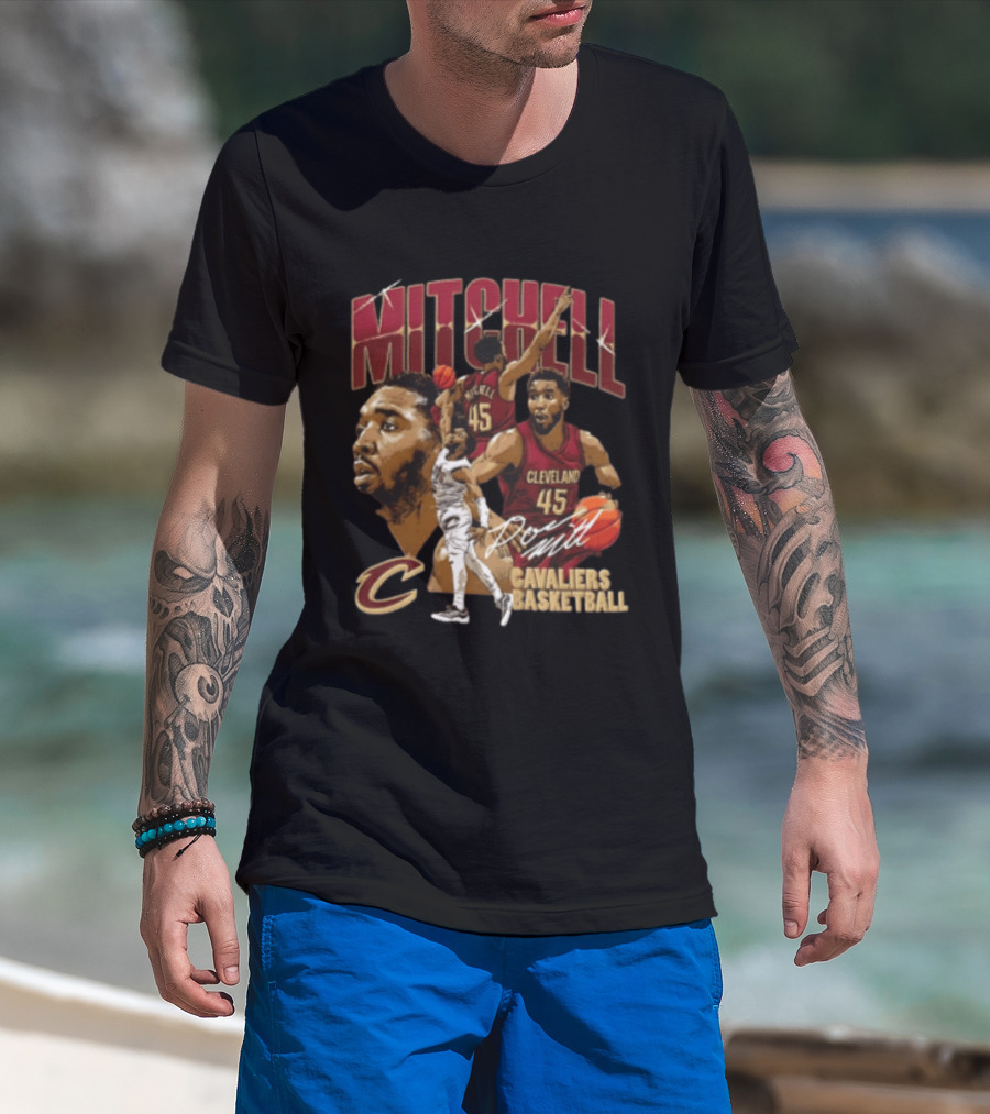 Donovan Mitchell Cleveland Cavaliers Basketball 45 Player Action Poses T-Shirt