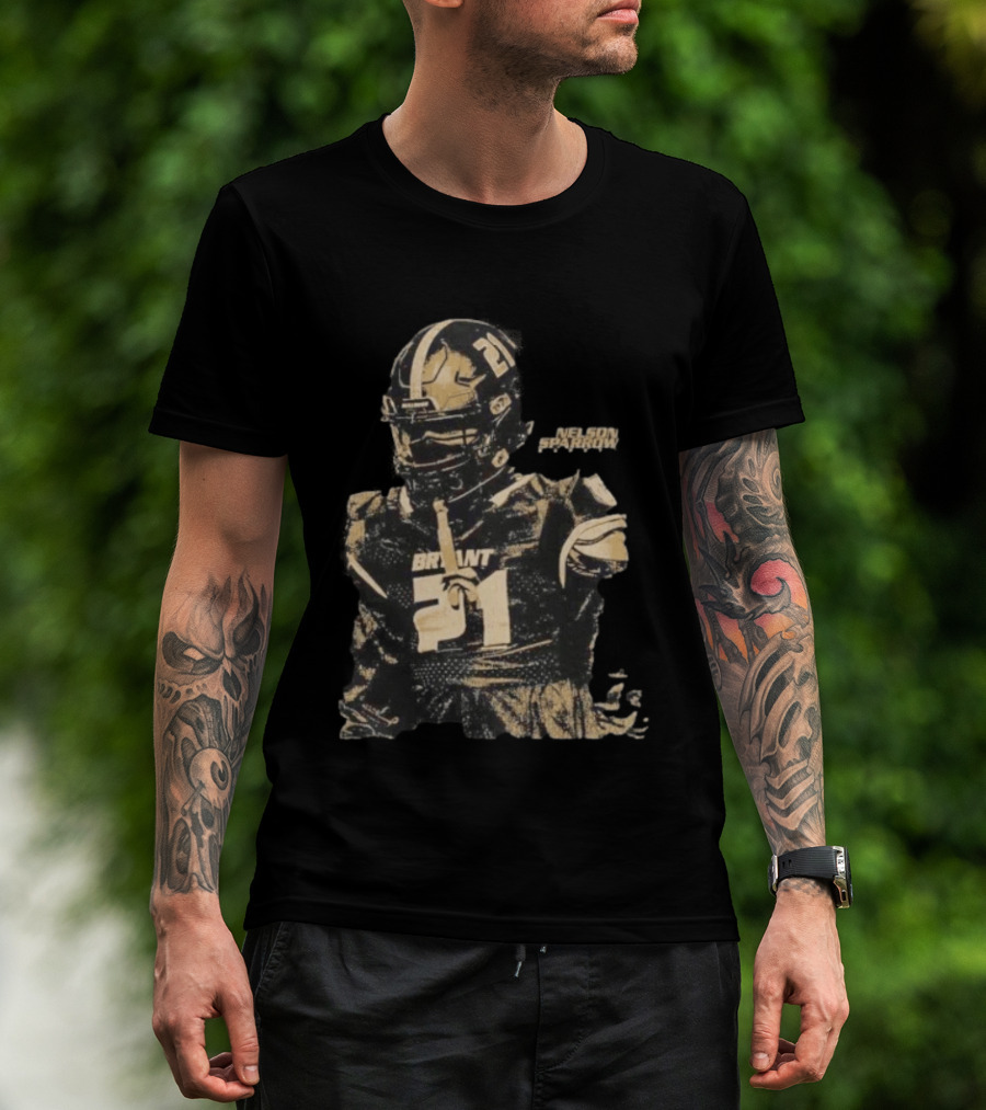Bryant Bulldogs Nelson Sparrow No 21 Safety Distressed Football T-Shirt