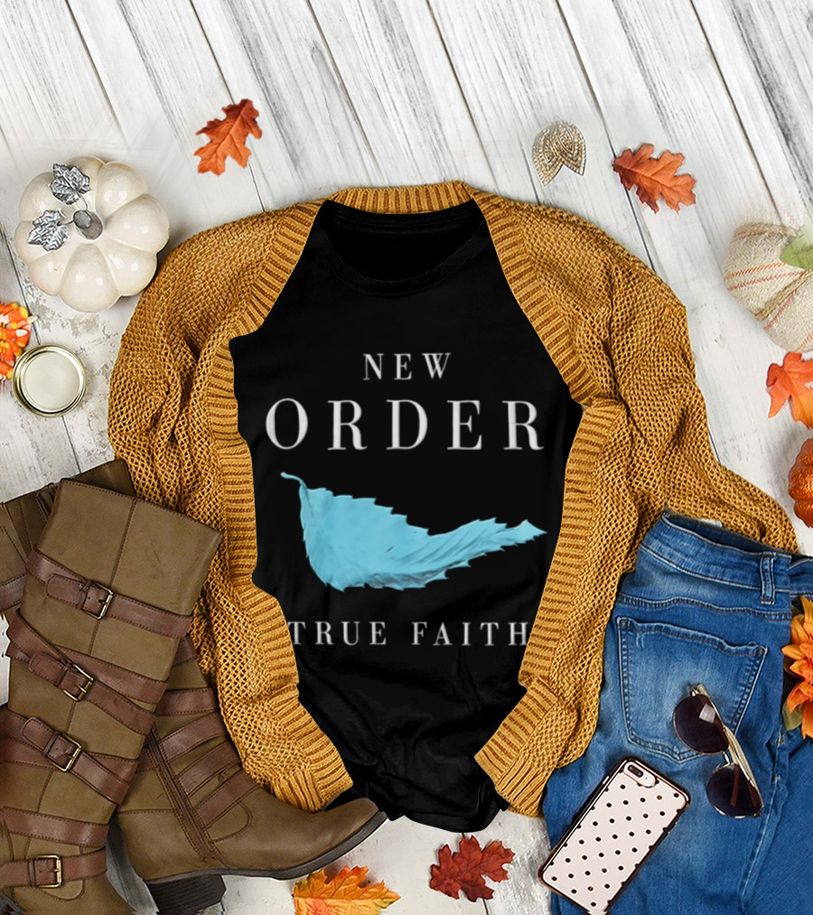 New Order True Faith Blue Leaf Black T-Shirt