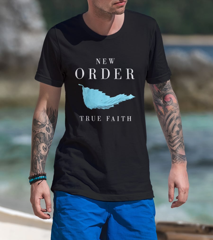 New Order True Faith Blue Leaf Black T-Shirt
