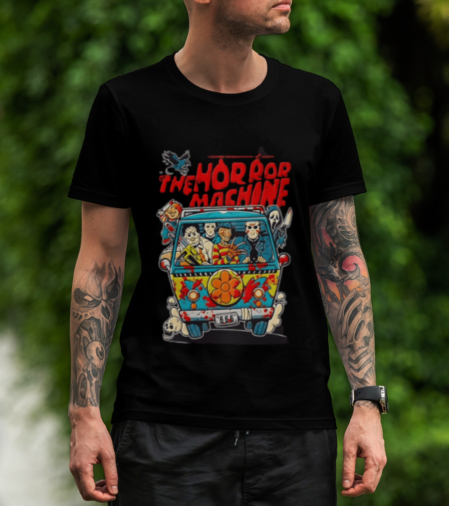 The Horror Machine Halloween Movie Icons Spooky Van Adventure T-Shirt