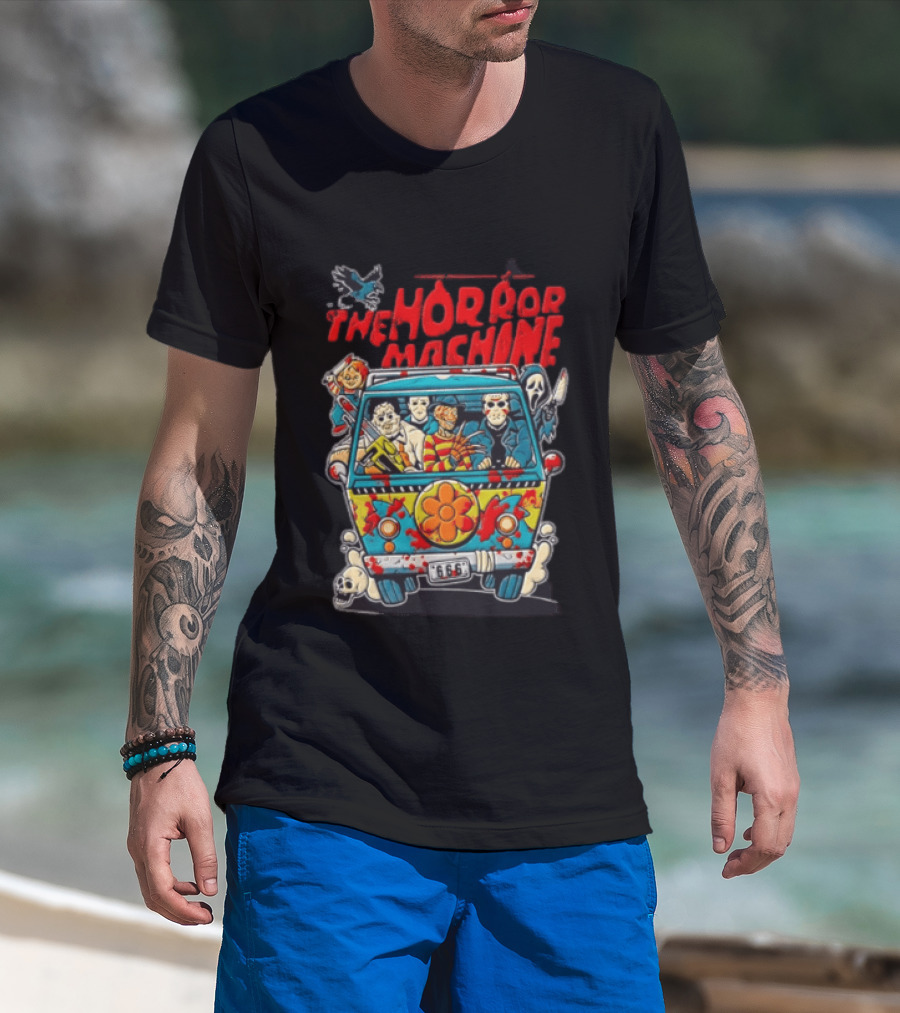 The Horror Machine Halloween Movie Icons Spooky Van Adventure T-Shirt