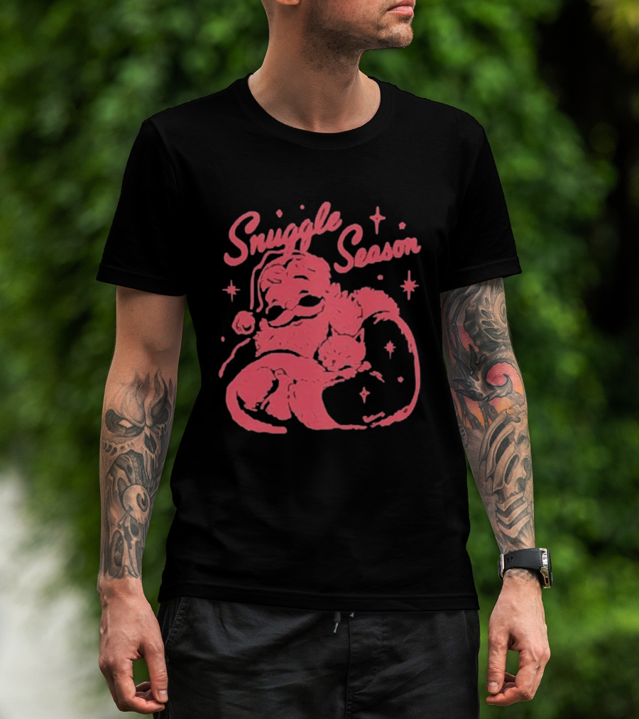Snuggle Season Santa Claus Christmas Cat T-Shirt