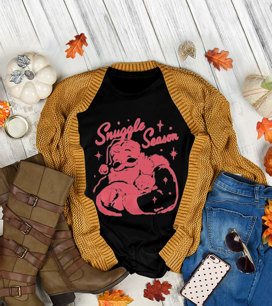 Snuggle Season Santa Claus Christmas Cat T-Shirt