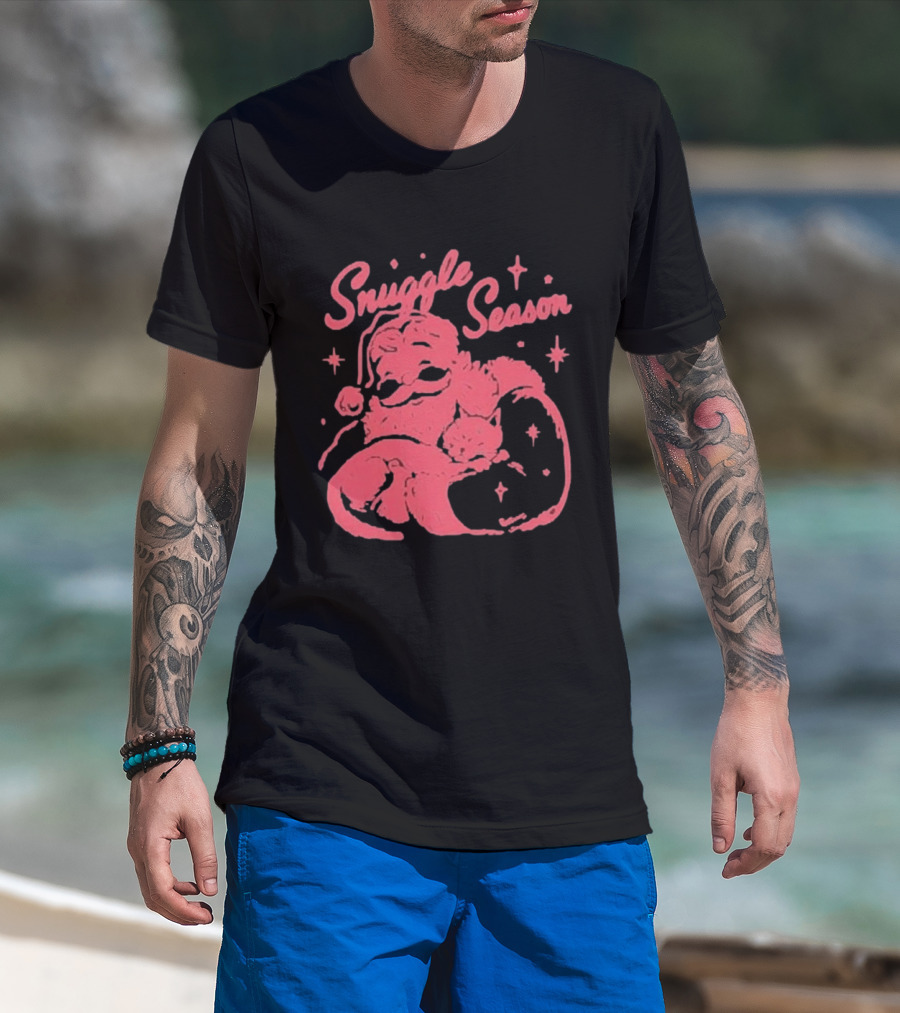 Snuggle Season Santa Claus Christmas Cat T-Shirt
