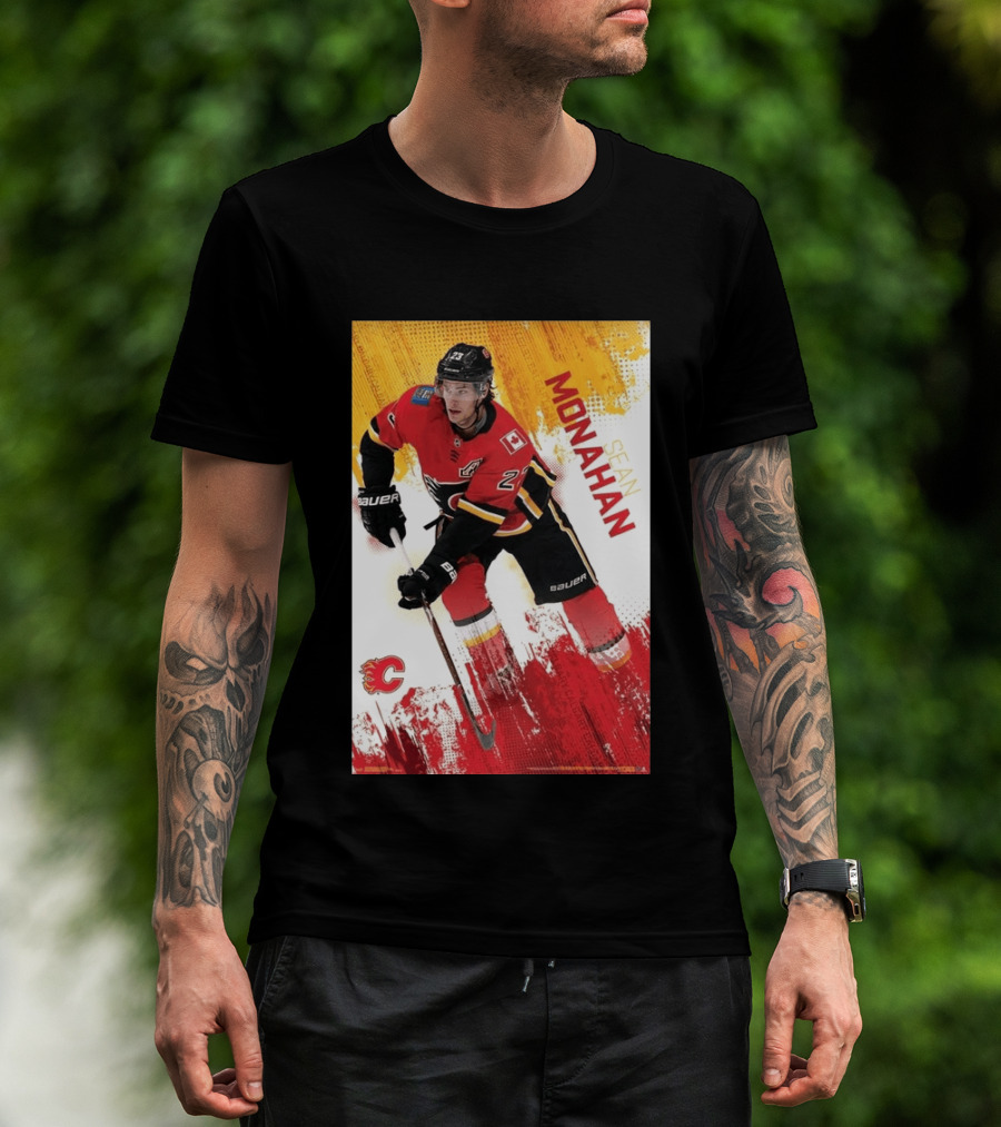 Sean Monahan Calgary Flames NHL Hockey Action T-Shirt