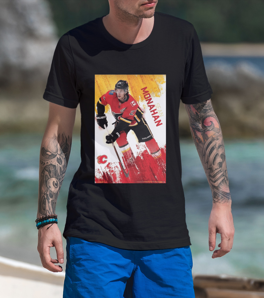 Sean Monahan Calgary Flames NHL Hockey Action T-Shirt