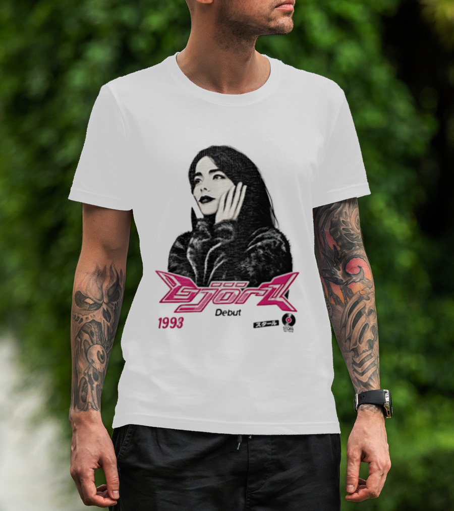 Bjork Debut 1993 Woman Hands On Face Pink T-Shirt