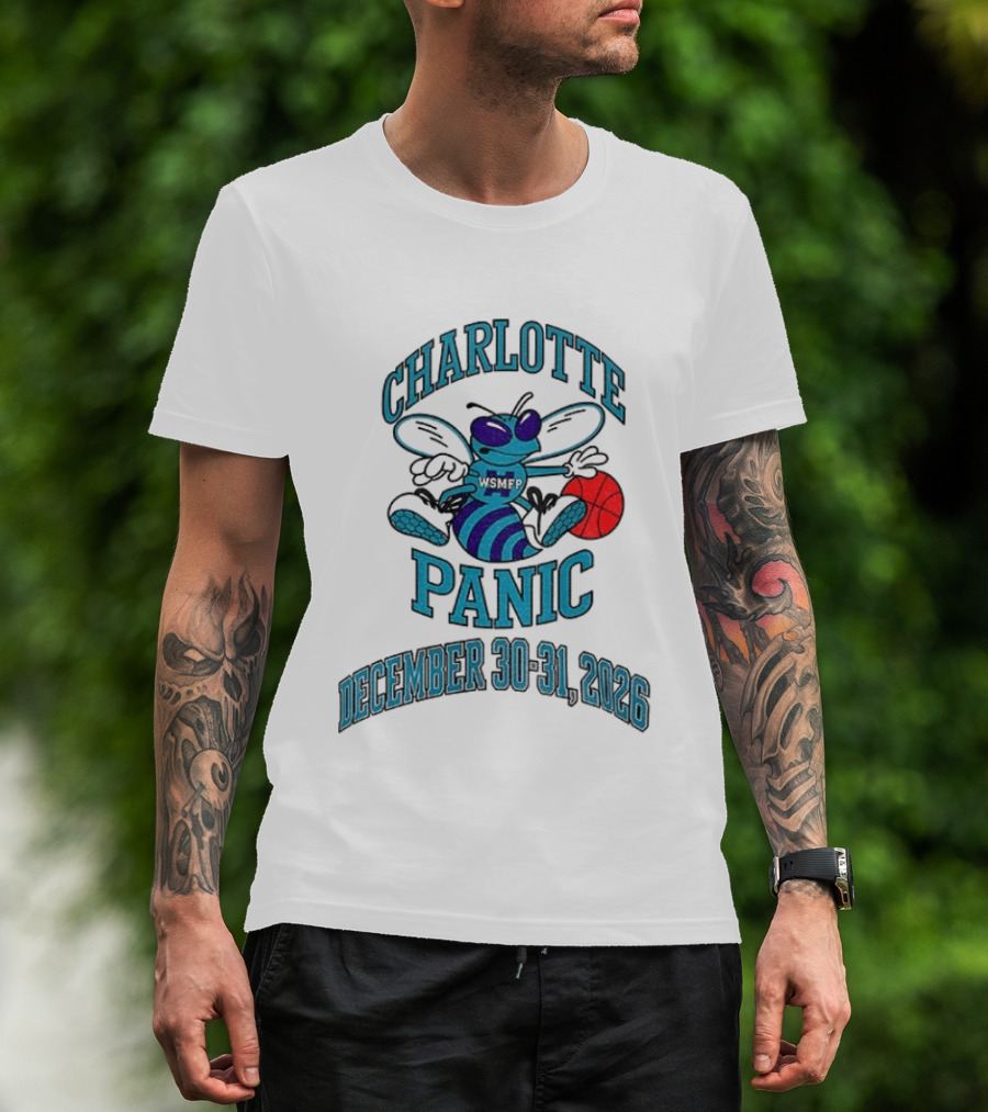 Charlotte Panic December 30 31 2026 Hornet Dribbling Basketball Cartoon T-Shirt