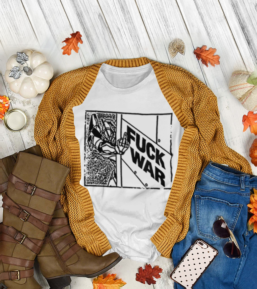 Fuck War Robot Middle Finger Gesture T-Shirt