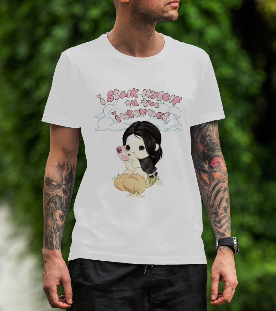 I Stalk Myself On The Internet Cute Cartoon Character With Phone T-Shirt