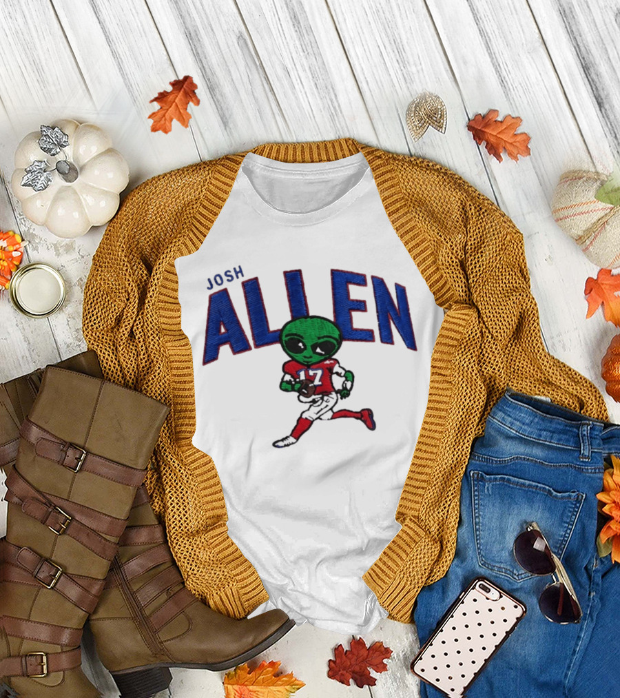 Josh Allen Buffalo Bills Alien 17 Football Player Running T-Shirt