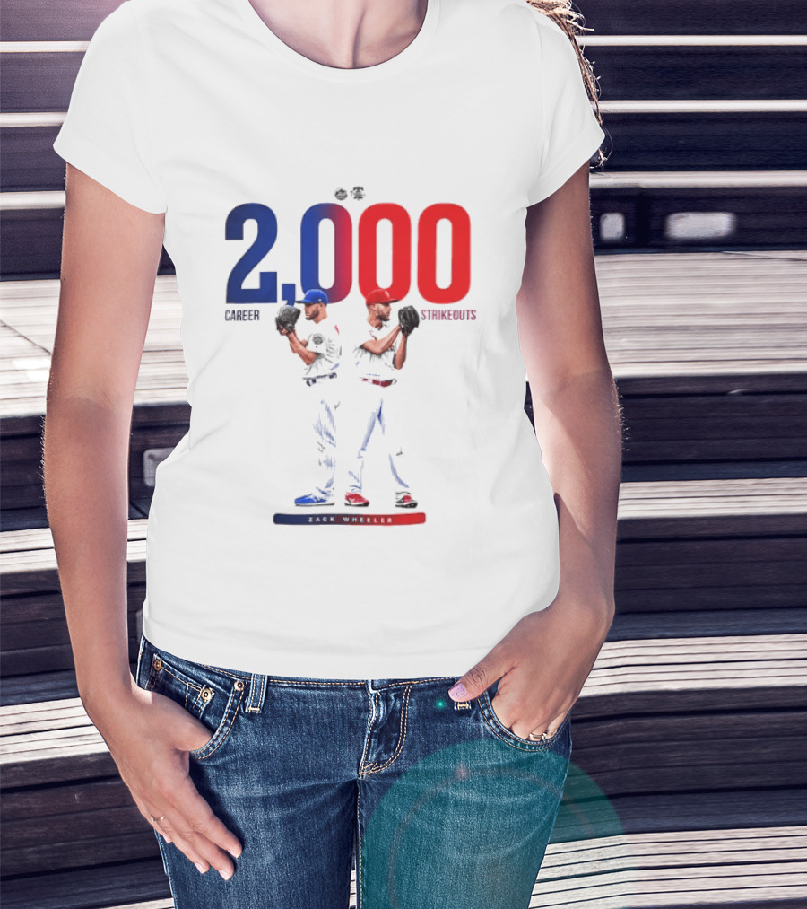 Zack Wheeler 2000 Career Strikeouts NY Mets Philadelphia Phillies T-Shirt