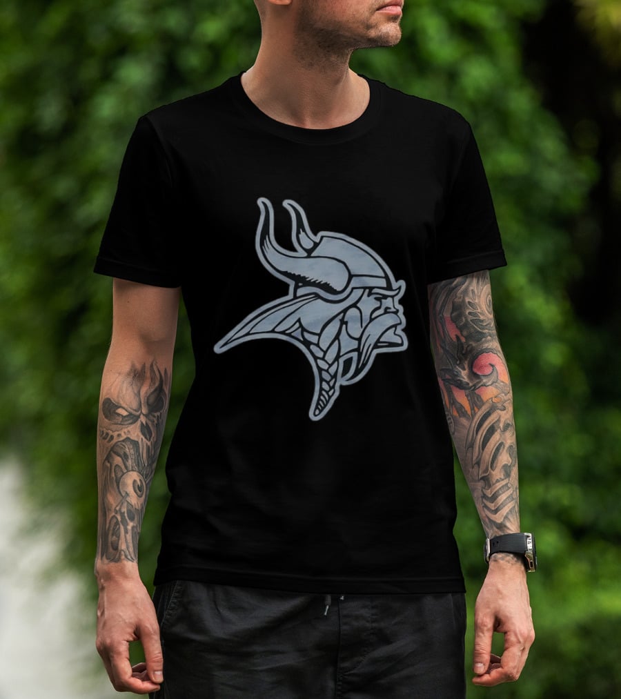 Minnesota Vikings Black Football Viking Helmet T-Shirt