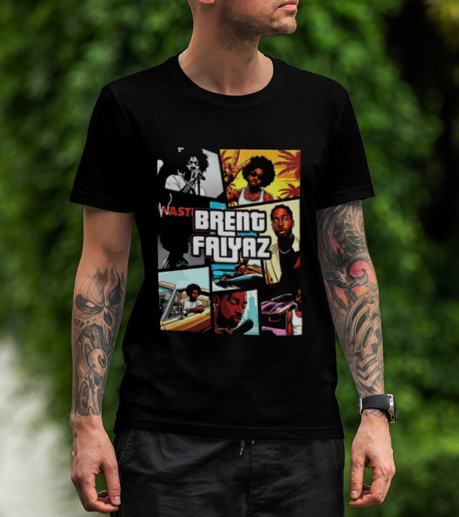 Brent Faiyaz Wasteland Multiple Panels Singer Lifestyle Retro Beach Vibe T-Shirt