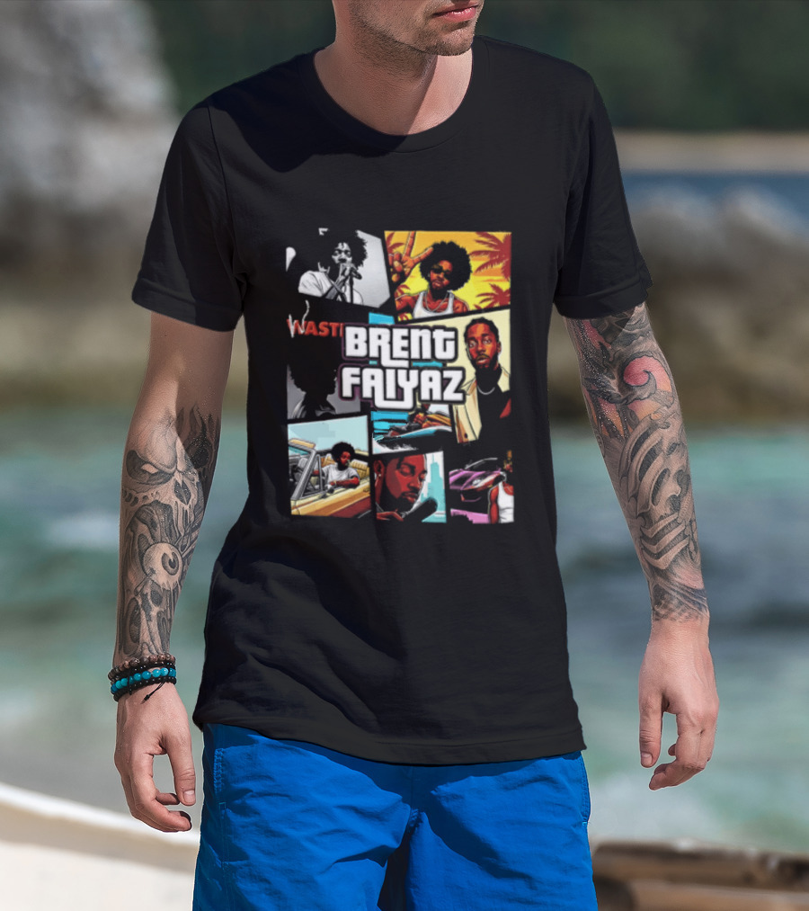 Brent Faiyaz Wasteland Multiple Panels Singer Lifestyle Retro Beach Vibe T-Shirt