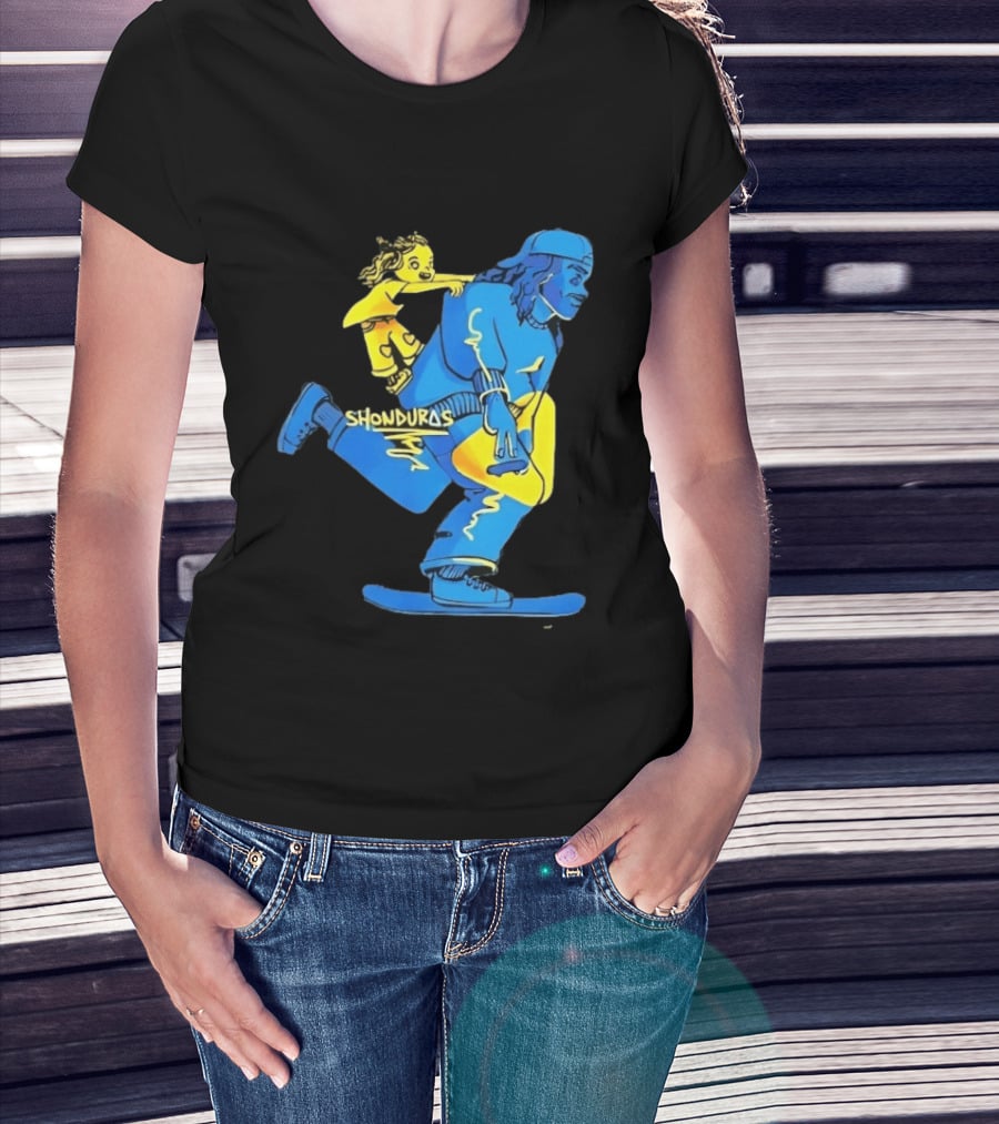 Shonduras Skateboard Skater Yellow Blue T-Shirt