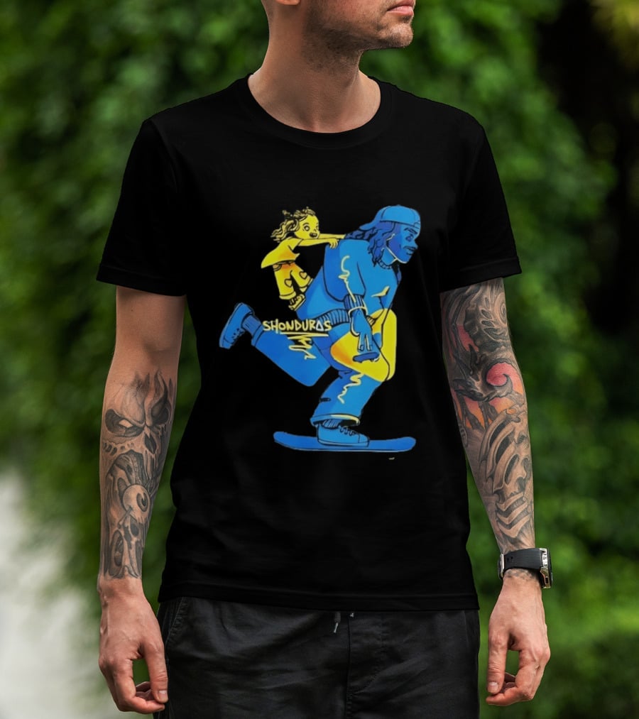 Shonduras Skateboard Skater Yellow Blue T-Shirt