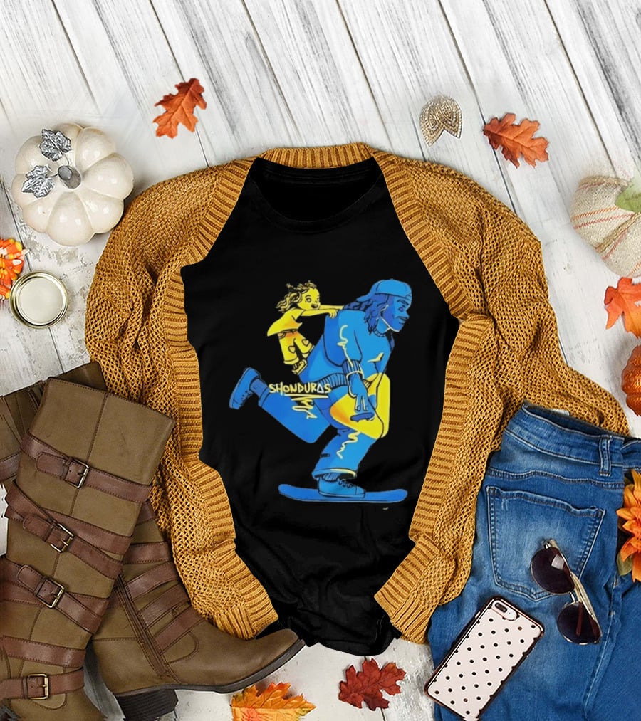 Shonduras Skateboard Skater Yellow Blue T-Shirt