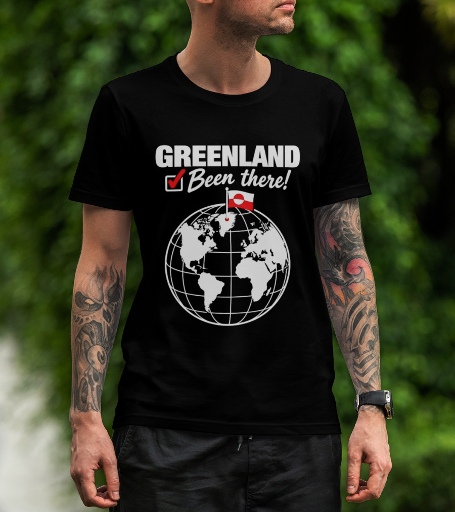 Greenland Been There Travel Map With Flag And Globe T-Shirt