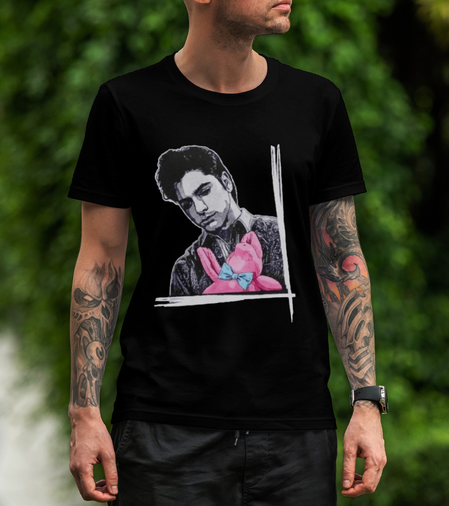 John Stamos Uncle Jesse Pink Bunny With Blue Bow Tie T-Shirt