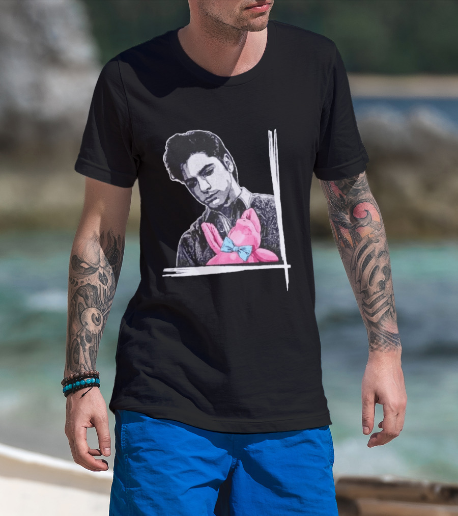 John Stamos Uncle Jesse Pink Bunny With Blue Bow Tie T-Shirt