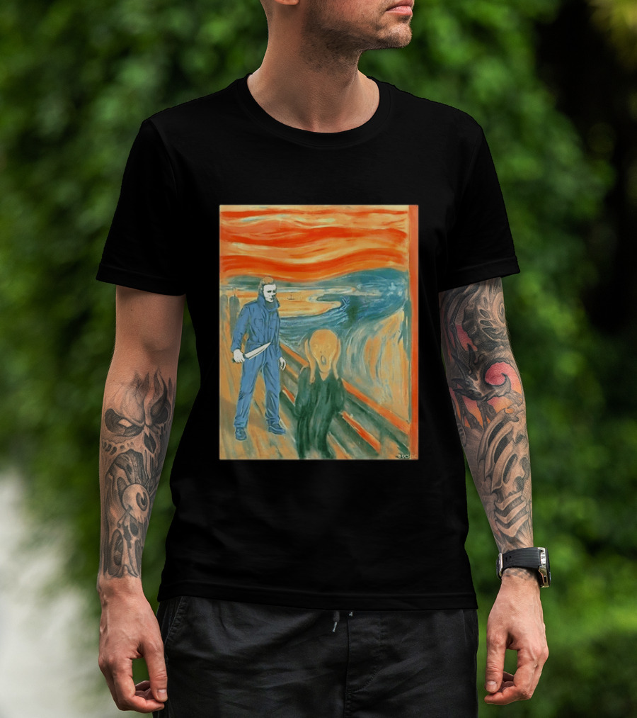 Michael Myers Meets The Scream Edvard Munch Mashup T-Shirt