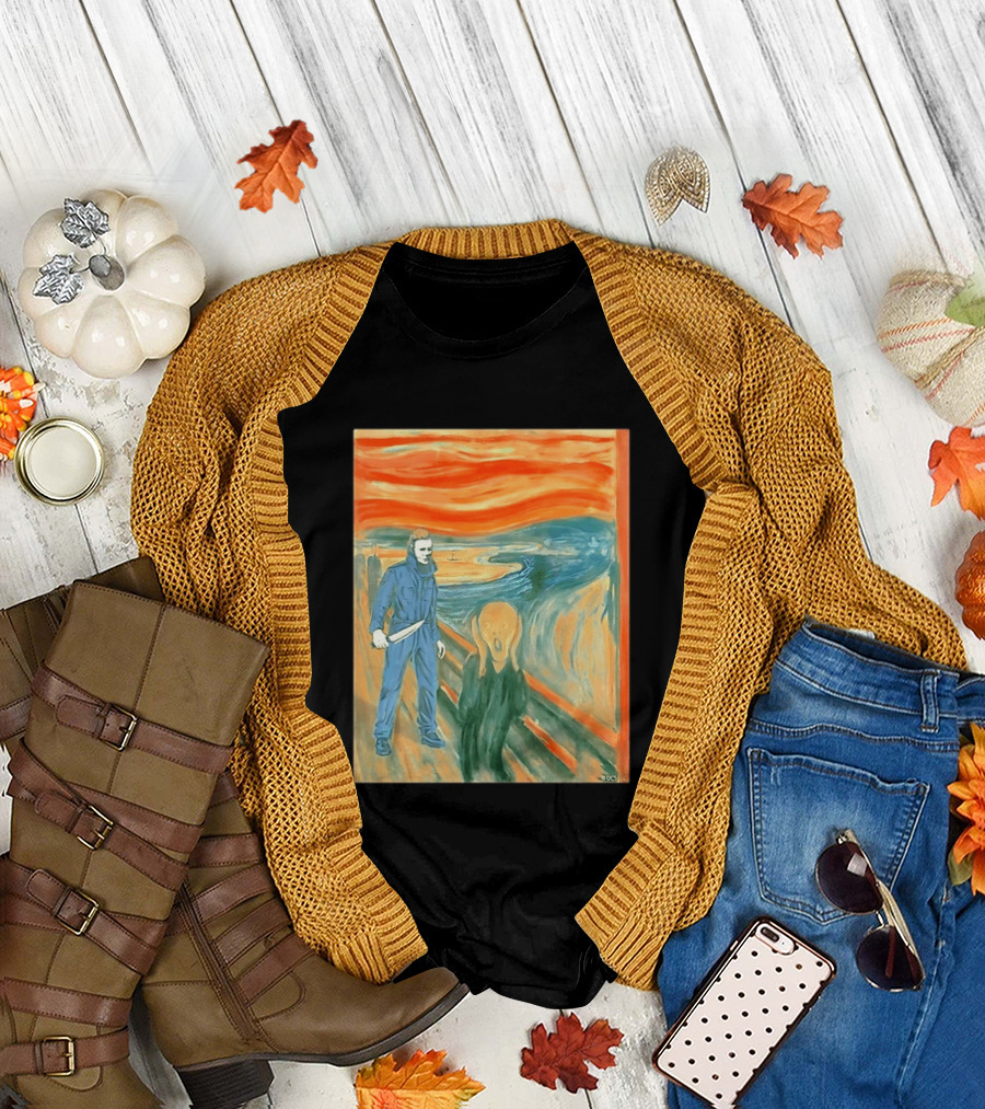 Michael Myers Meets The Scream Edvard Munch Mashup T-Shirt