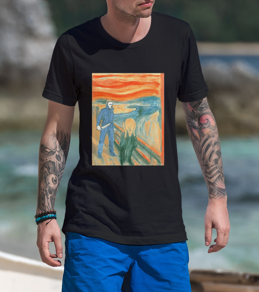 Michael Myers Meets The Scream Edvard Munch Mashup T-Shirt