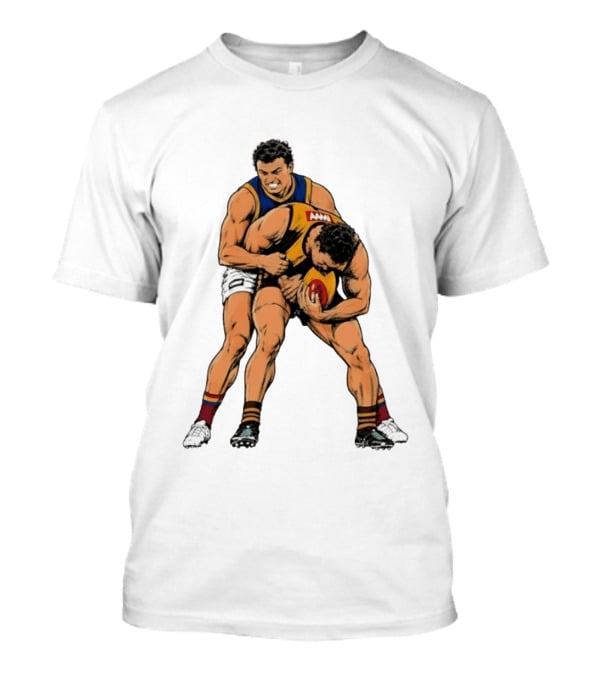 AFL Football Tackle Illustration Vintage Style Sports Art Players Rugby Action T-Shirt
