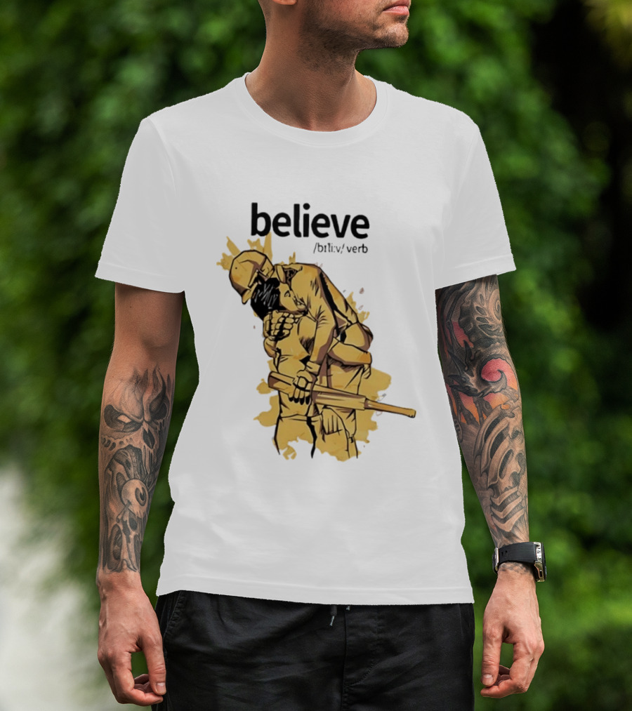 Believe Verb Definition Inspirational Motivation Embrace Cricket Players Hugging T-Shirt