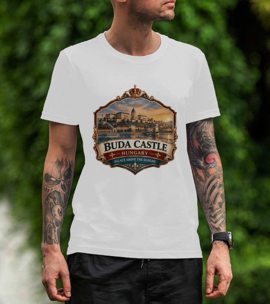 Buda Castle Hungary Palace Above The Danube Majestic Sunset View T-Shirt