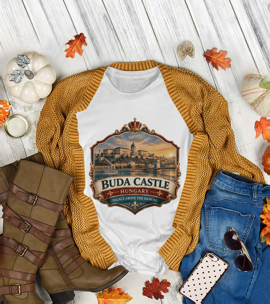Buda Castle Hungary Palace Above The Danube Majestic Sunset View T-Shirt