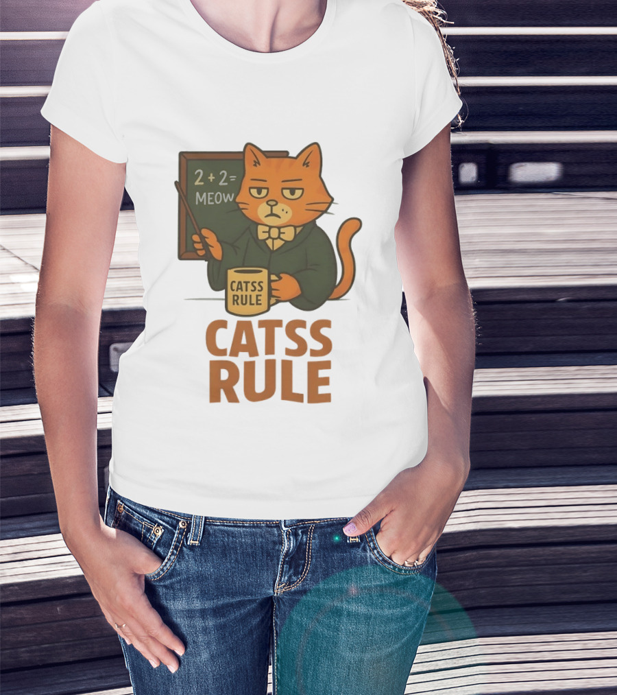 Catss Rule Teacher 2+2 Equals Meow Coffee T-Shirt