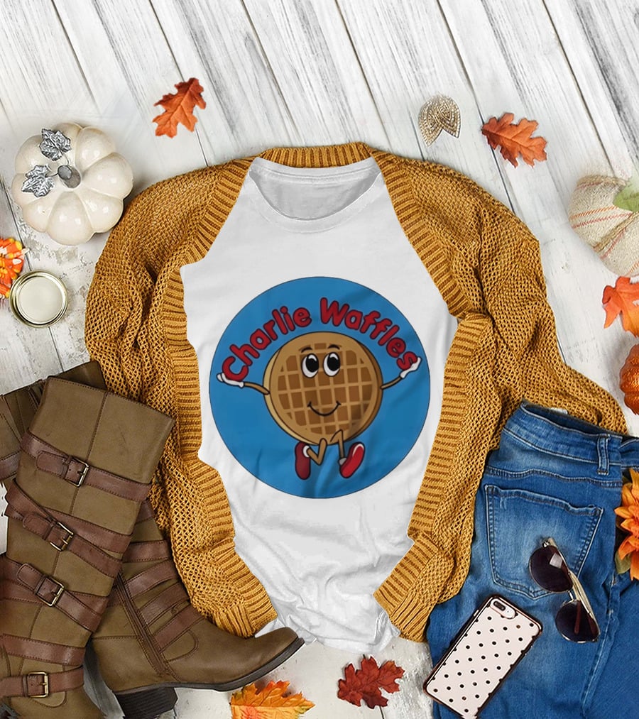 Charlie Waffles Cartoon Smiling Character In Red Shoes T-Shirt