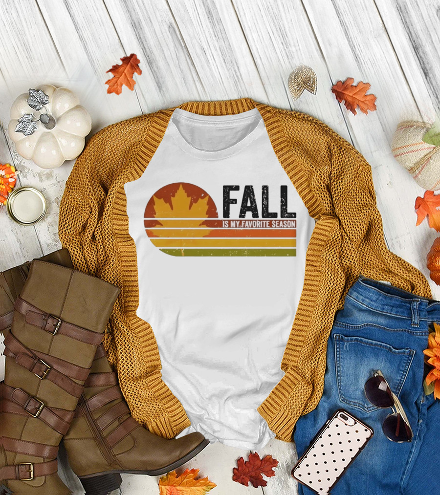 Distressed Fall Is My Favorite Season Maple Leaf T-Shirt