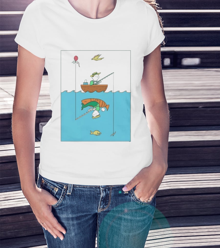 Owenbroadcast Fishing Bear With Turtle And Balloon T-Shirt