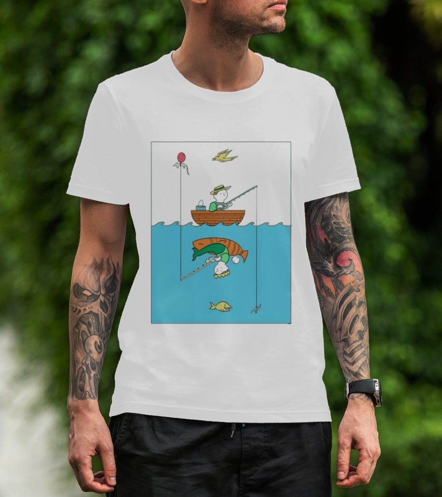 Owenbroadcast Fishing Bear With Turtle And Balloon T-Shirt